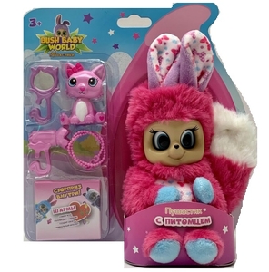 Мягкая игрушка Пушастики Bush Baby World Иви с питомцем, 14 см