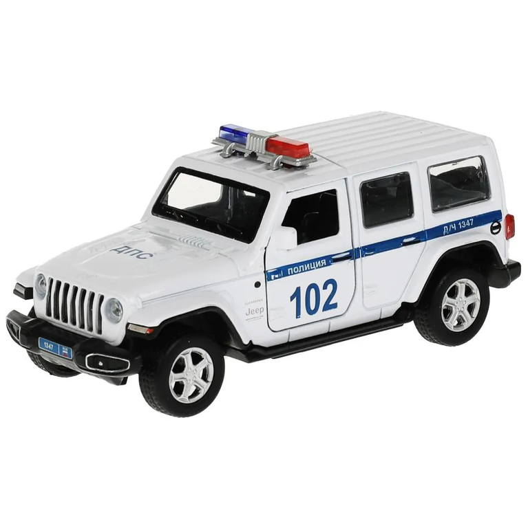 Модель металлическая JEEP WRANGLER SAHARA ПОЛИЦИЯ 12 см белый