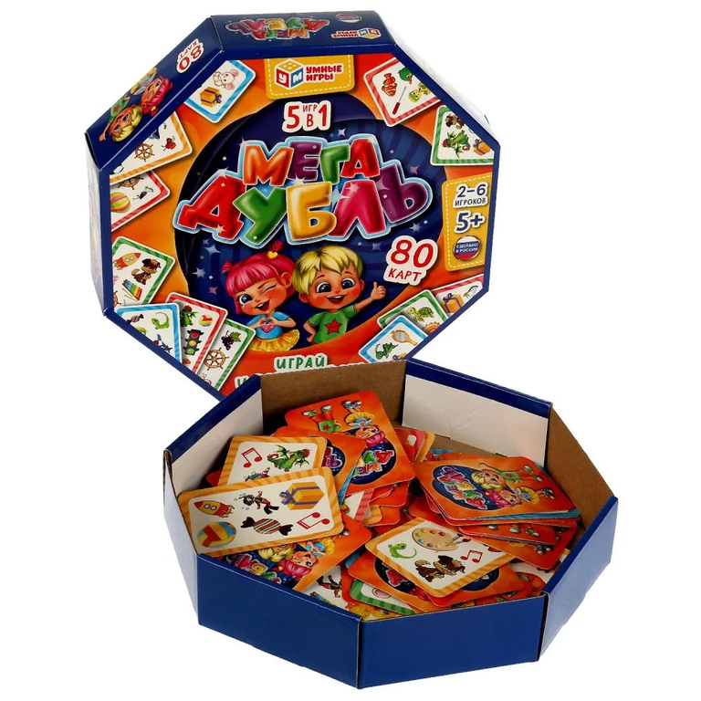 Игра Мегадубль 5 в 1. 80 карточек