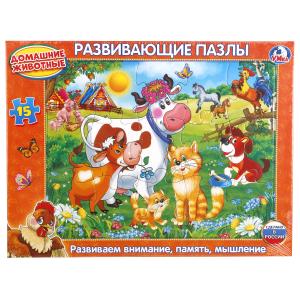 Развивающие пазлы в рамке ТМ Умные игры домашние животные 15 дет