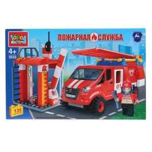 Газ конструктор Город Мастеров пожарная база с газелью с фигуркой