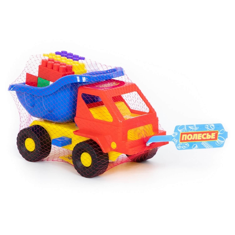 Набор с конструктором  № 45 Самосвал  Кузя-2 +конструктор  Строитель   18 элементов
