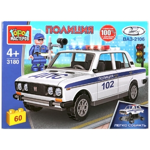 LADA конструктор ваз 2106: полиция с фигуркой 60 деталей ТМ Город мастеров