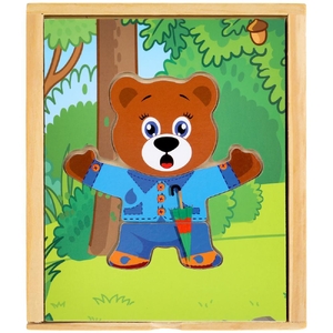 Игрушка деревянная игра-одевашка мишка-1 шт ТМ Буратино