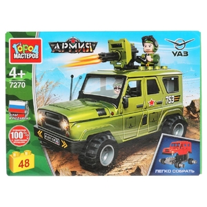 UAZ конструктор УАЗ HUNTER с пулеметом 48 дет легко собрать ТМ Город мастеров