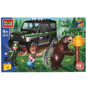 Конструктор UAZ Hunter Лесная Полиция 89 деталей ТМ Город мастеров