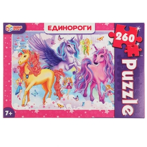 Единороги Пазлы классические в коробке Пазл 260 деталей ТМ Умные игры