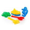 Набор для песочницы  № 370: кораблик  Буксир   совок грабельки   формочки  черепаха + морской конёк