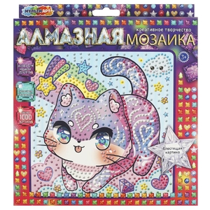 Алмазная мозаика 20*20 см радужный котик