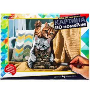 Холст по номерам на подрамнике 22х30 см кошки