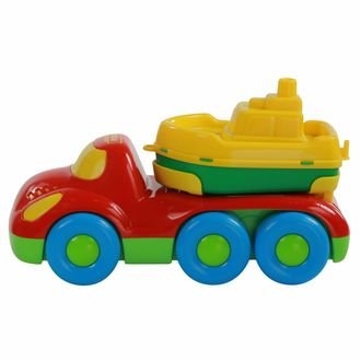 Набор автомобиль  Дружок  для перевозки кораблика и кораблик  Буксир