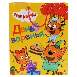 Пакет подарочный Три Кота С днем варенья! 26Х32х14
