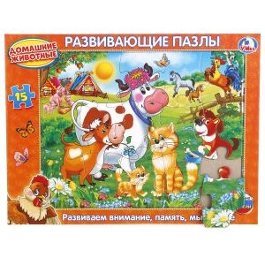 Развивающие пазлы в рамке ТМ Умные игры домашние животные 15 дет