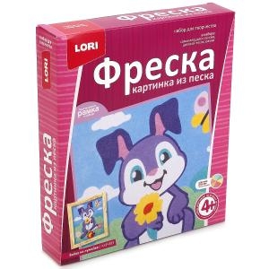 Фреска Картина из песка зайка на лужайке