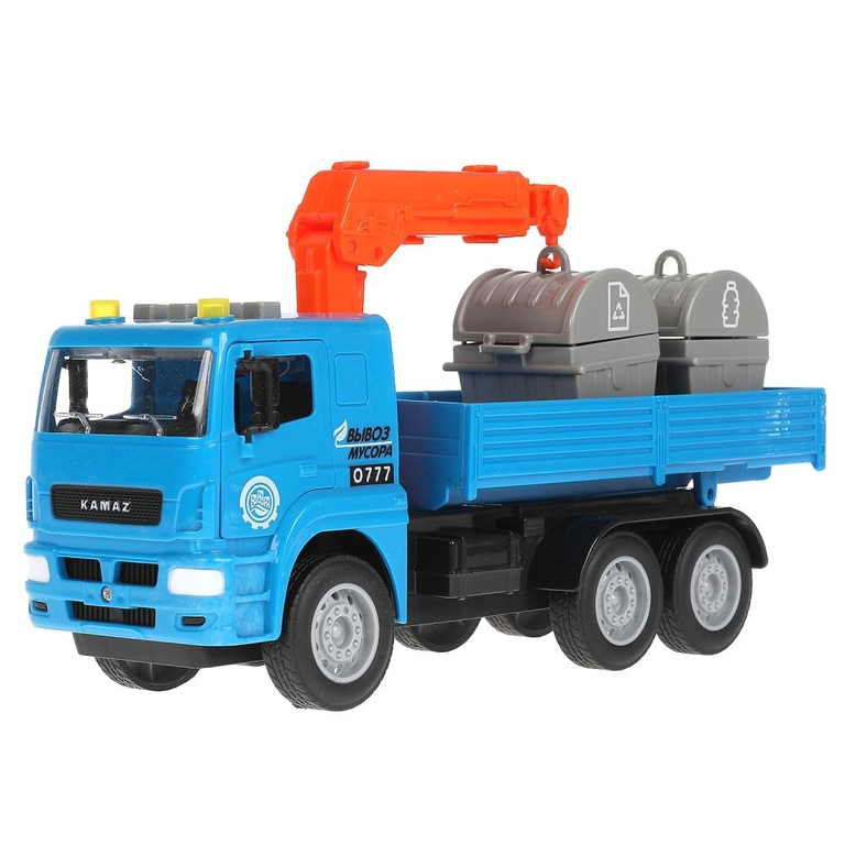 Машина со светом и звуком KAMAZ Манипулятор 28 см синяя ТМ Технопарк
