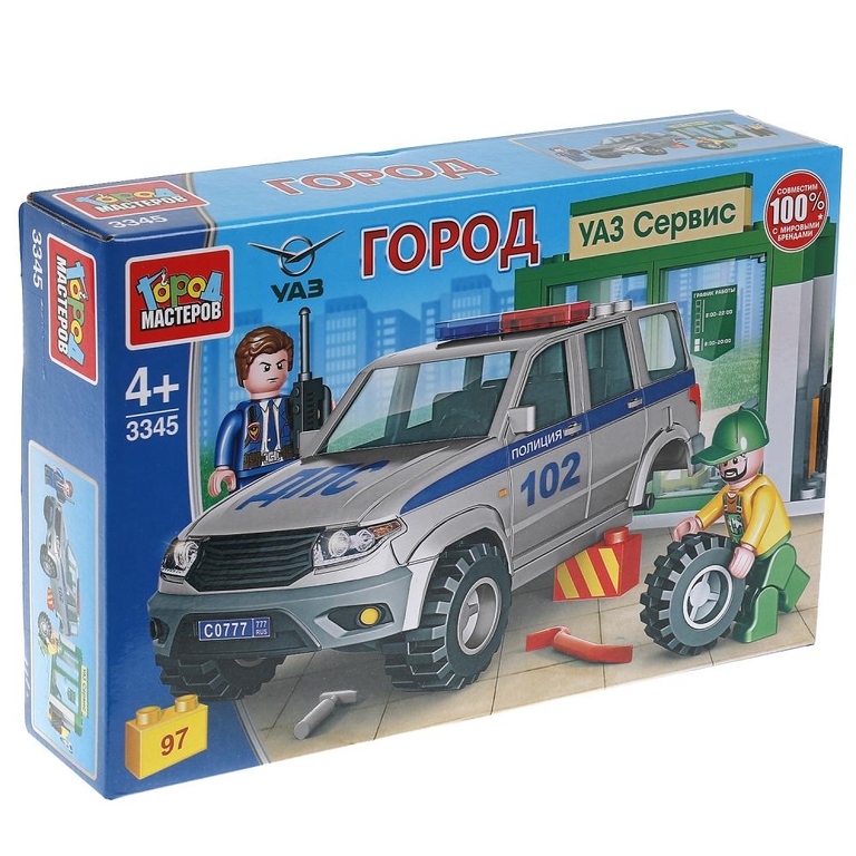 Конструктор UAZ Patriot Полиция в автосервисе 97 деталей ТМ Город мастеров