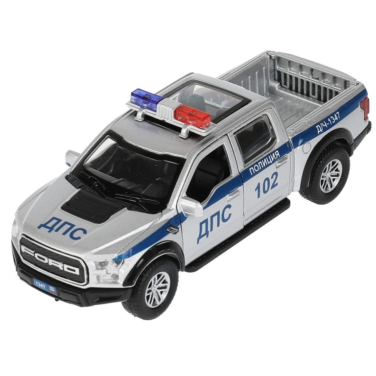 Модель FORD F150 RAPTOR Полиция 12 см серебристый ТМ Технопарк