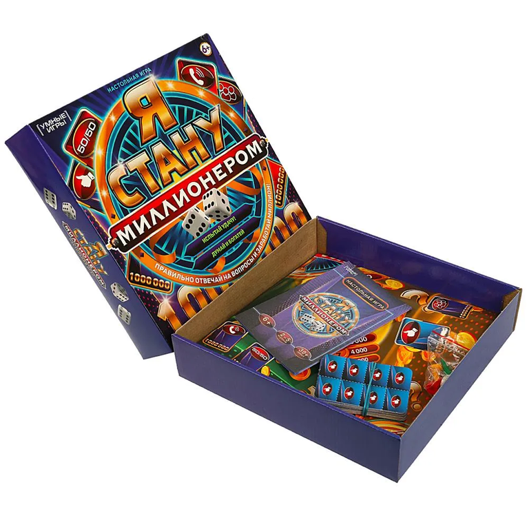 Настольная игра-ходилка квадрат Я стану миллионером 40 карточек