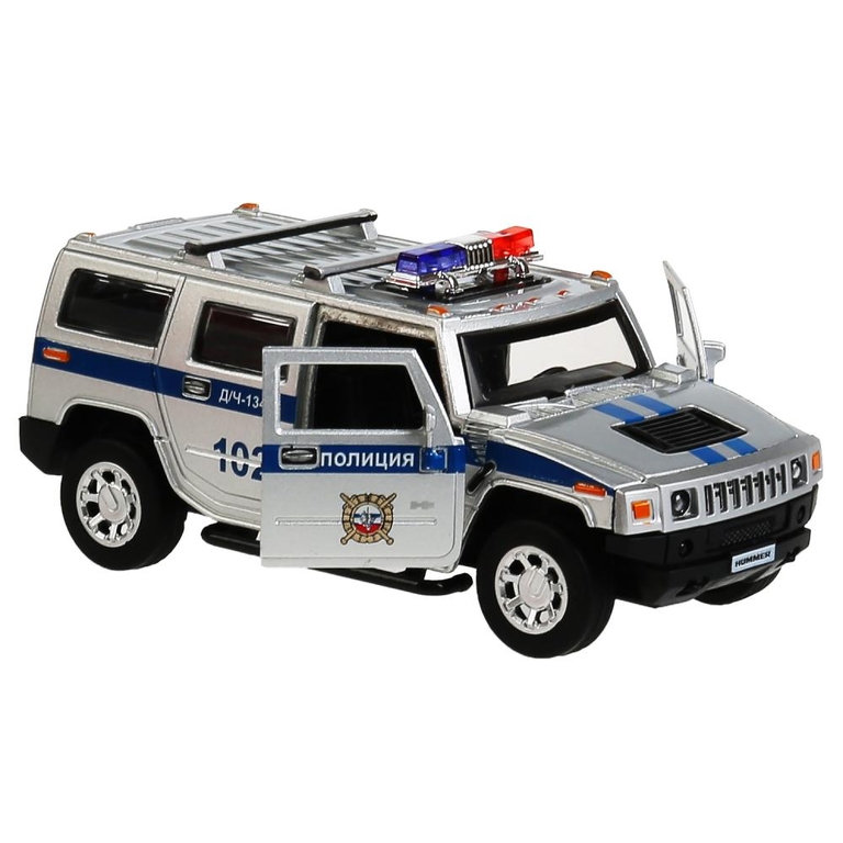 Машина Hummer H2 Полиция 12 см серебристый