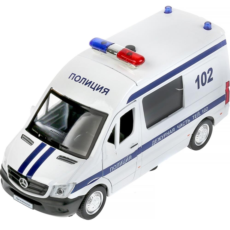 Машина со светом и звуком Mercedes-Benz Sprinter Полиция 14 см