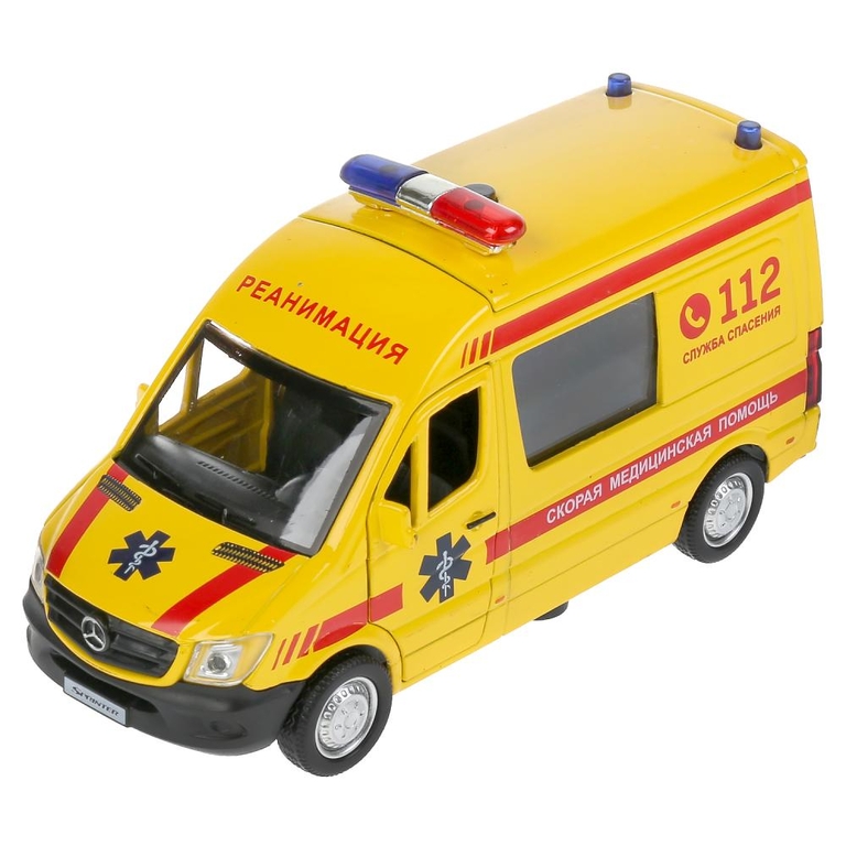 Машина со светом и звуком Mercedes-Benz Sprinter реанимация 14 см