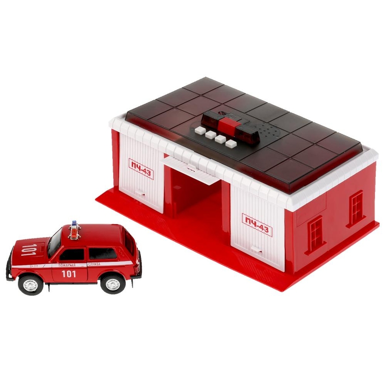 Игрушка со светом и звуком ПОЖАРНАЯ ЧАСТЬ 22 см ворота LADA 4x4