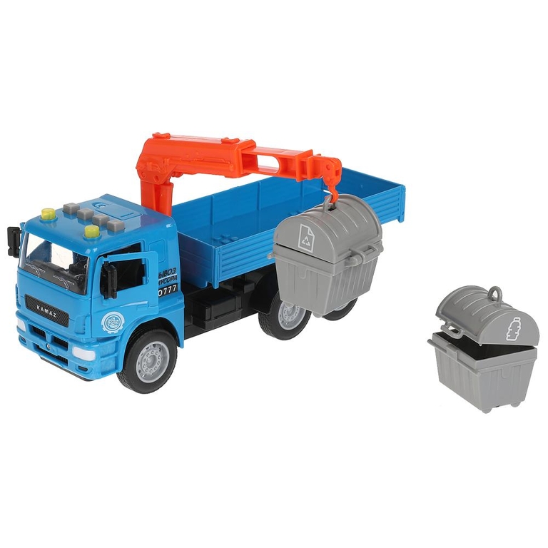 Машина со светом и звуком KAMAZ Манипулятор 28 см синяя ТМ Технопарк