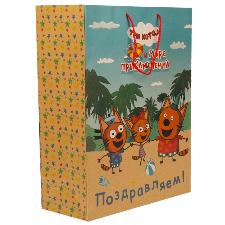 Пакет подарочный крафт Три Кота xl