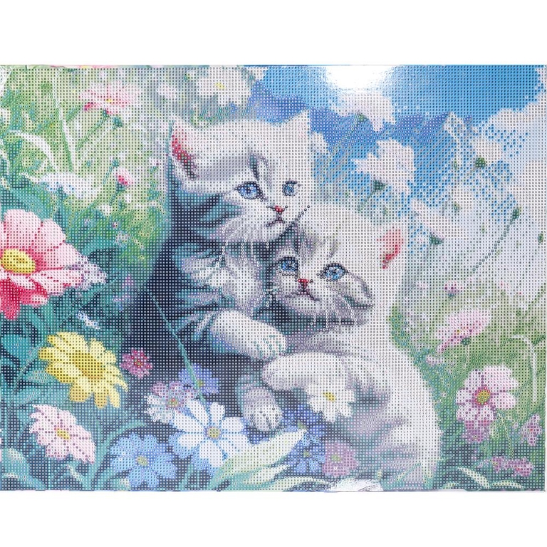 Алмазная мозаика 40*50 с подрамником котики - обнимашки