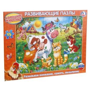 Развивающие пазлы в рамке ТМ Умные игры домашние животные 15 дет