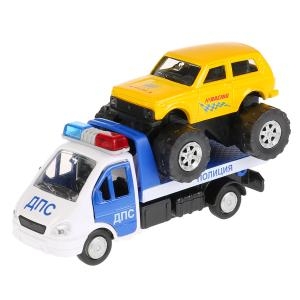 Машины металл ГАЗ Газель эвакуатор 12 см + LADA 4х4