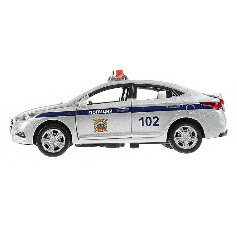 Модель Hyundai Solaris полиция 12 см серебристый ТМ Технопарк