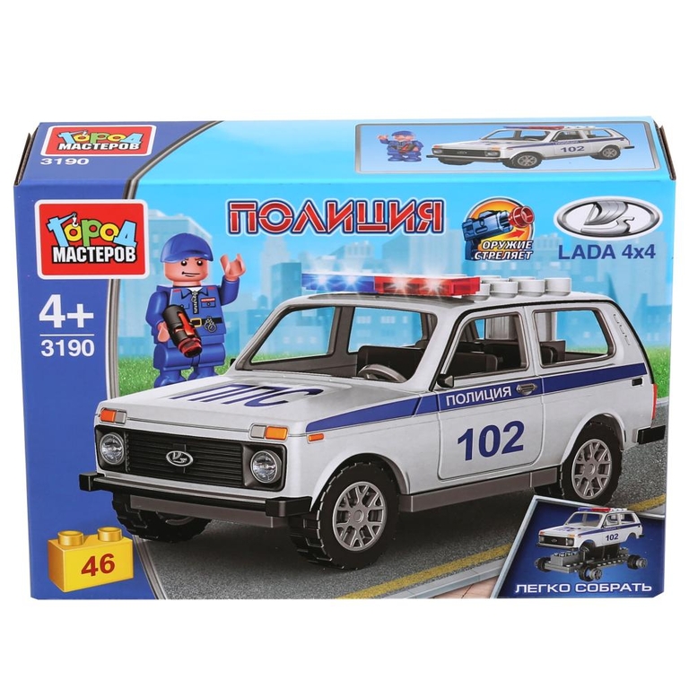 Конструктор LADA 4х4: полиция с фигуркой 46 деталей ТМ Город мастеров