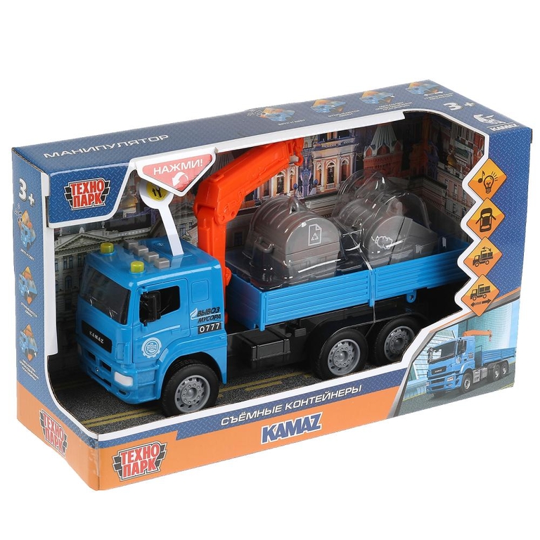 Машина со светом и звуком KAMAZ Манипулятор 28 см синяя ТМ Технопарк