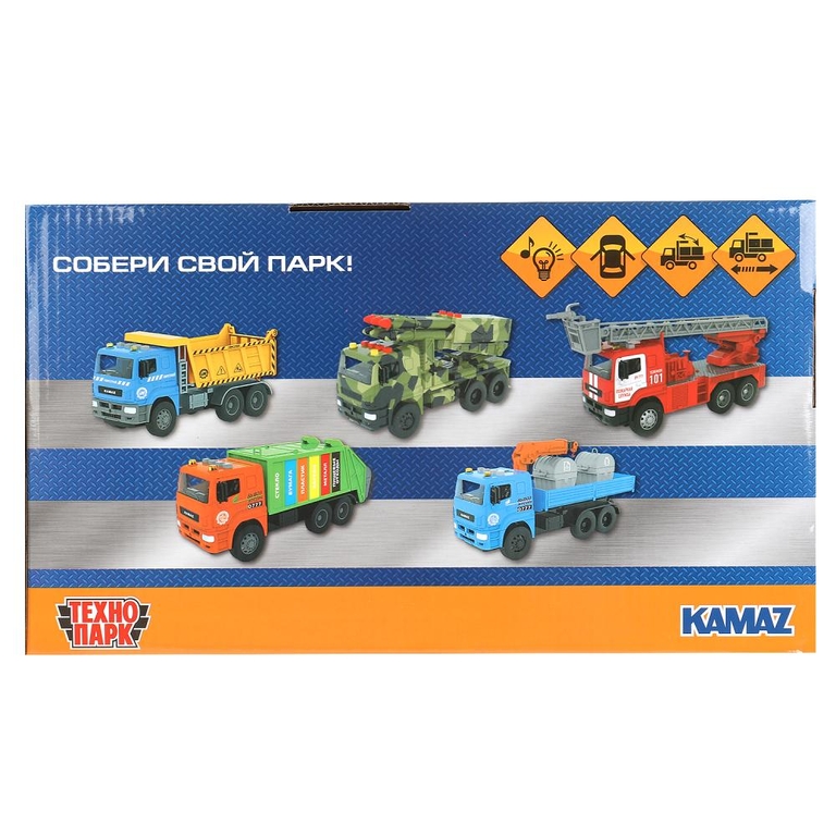 Машина со светом и звуком KAMAZ Манипулятор 28 см синяя ТМ Технопарк