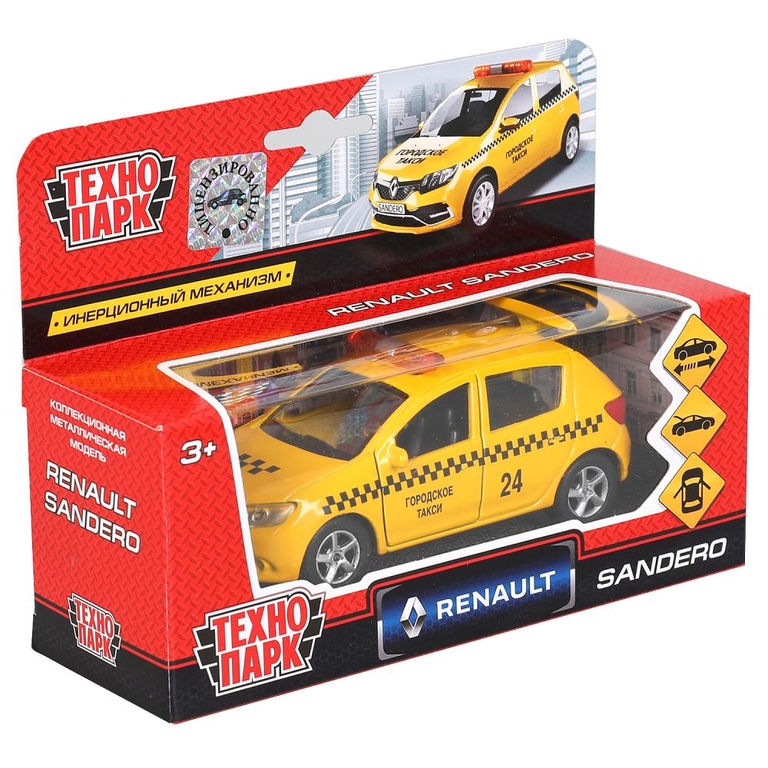 Модель металлическая RENAULT sandero ТАКСИ 12 см